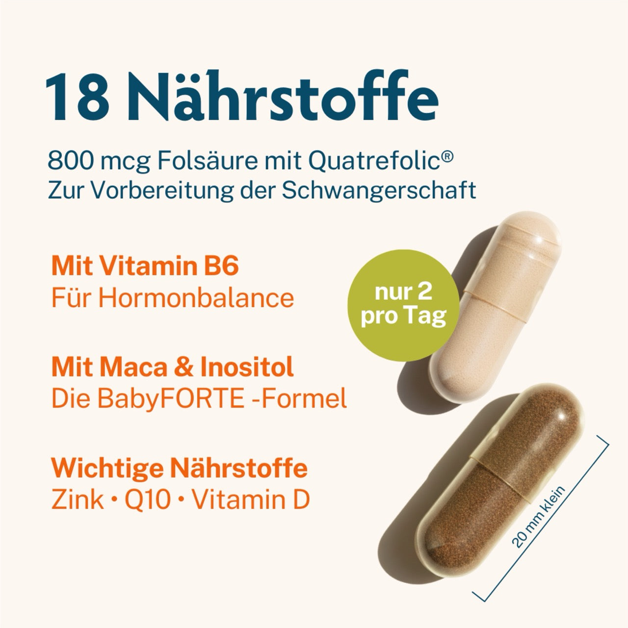BabyFORTE Kinderwunsch, 18 Mikronährstoffe, Maca, Myo-Inositol, Q10, Vitamin D