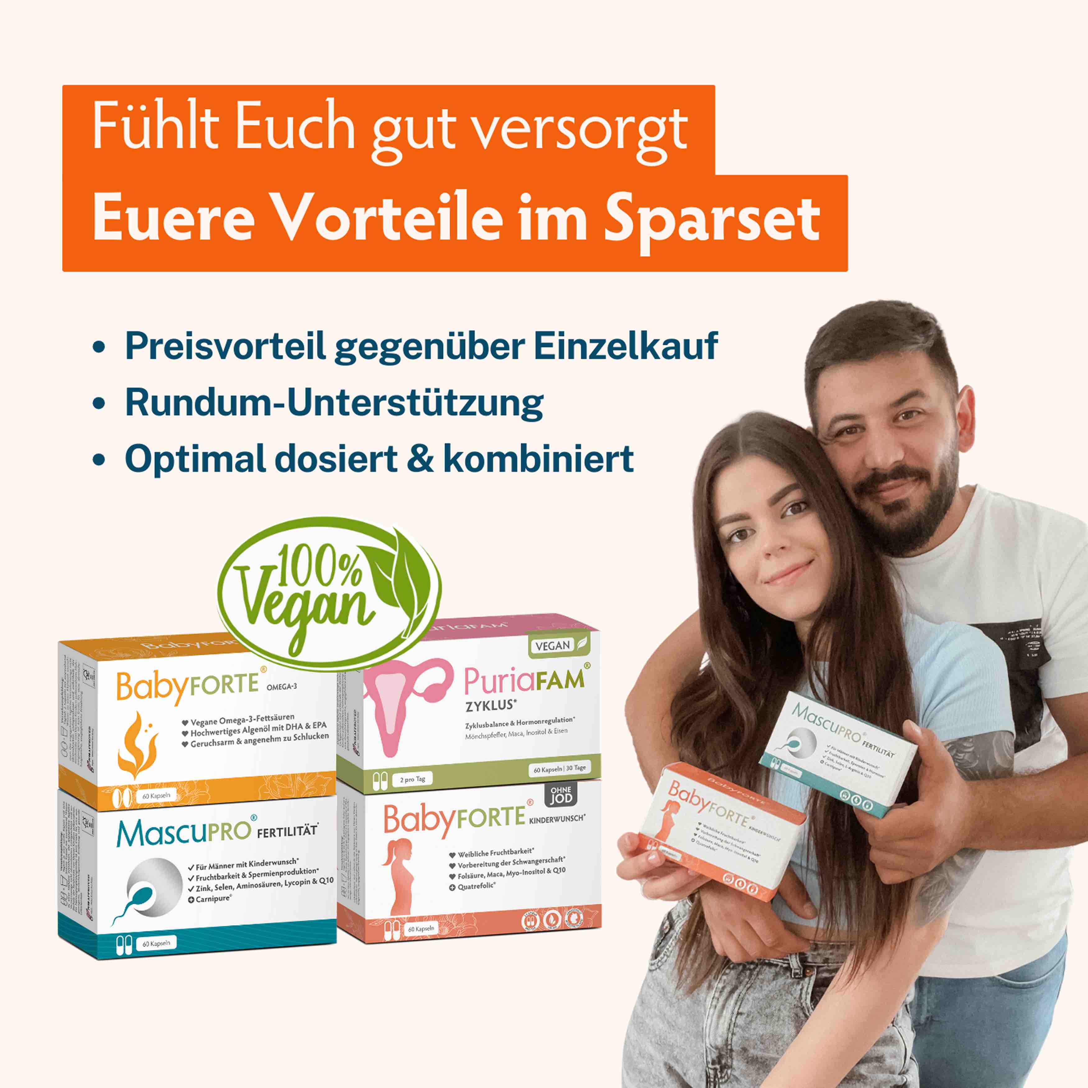 Kinderwunsch & Zyklus-Set ohne Jod • für sie & ihn • je 60 Kapseln