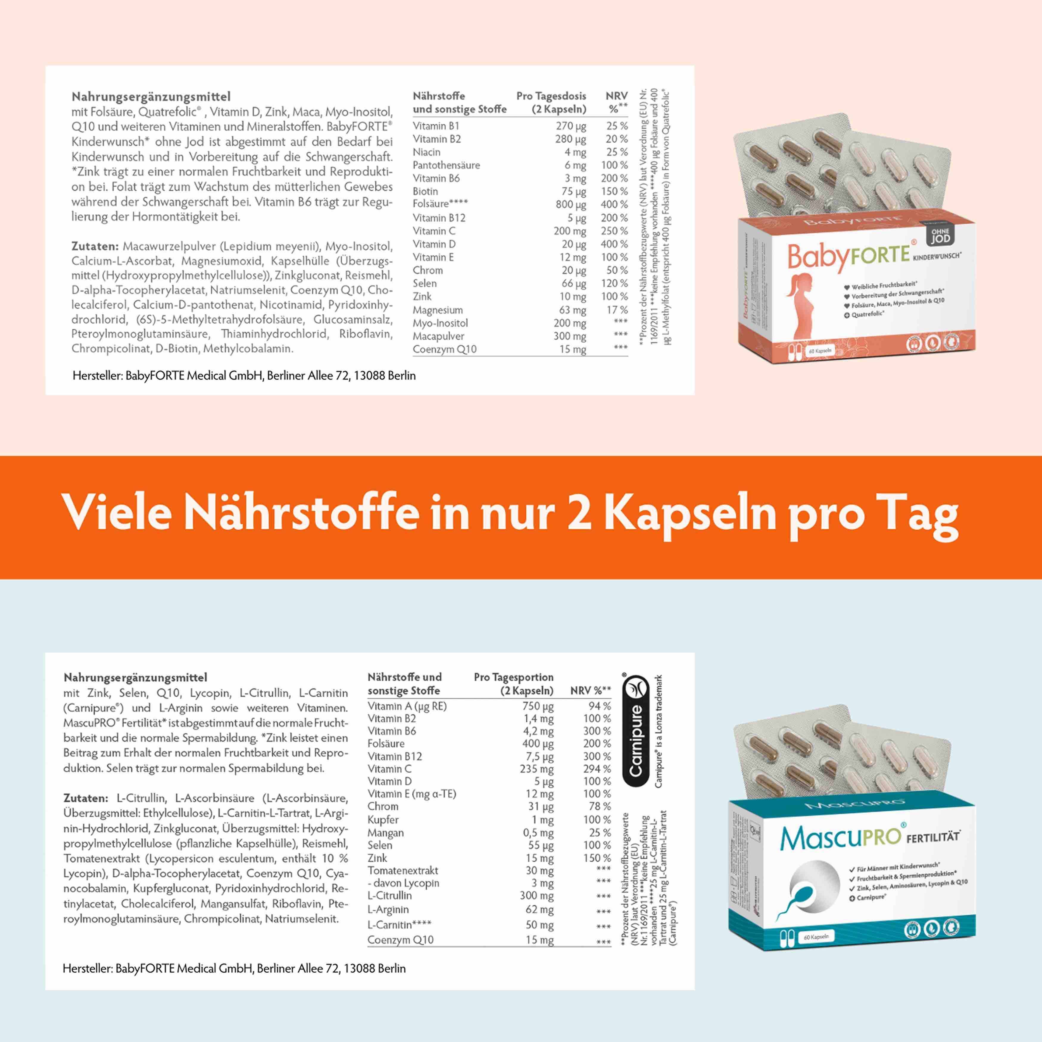 Kinderwunsch & Zyklus-Set ohne Jod • für sie & ihn • je 60 Kapseln