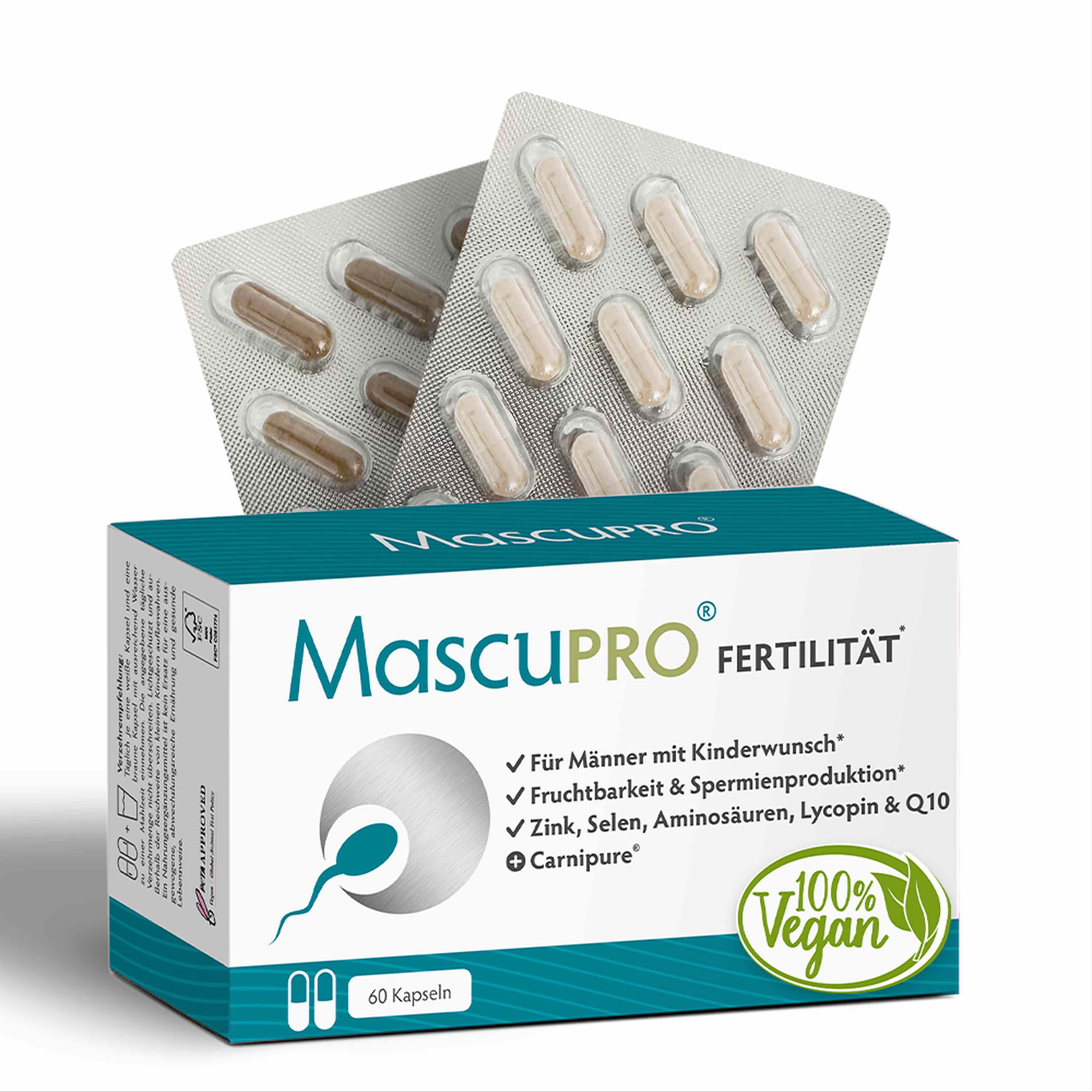 MascuPRO Fertilität • für Fruchtbarkeit & Spermien • 60 Kapseln