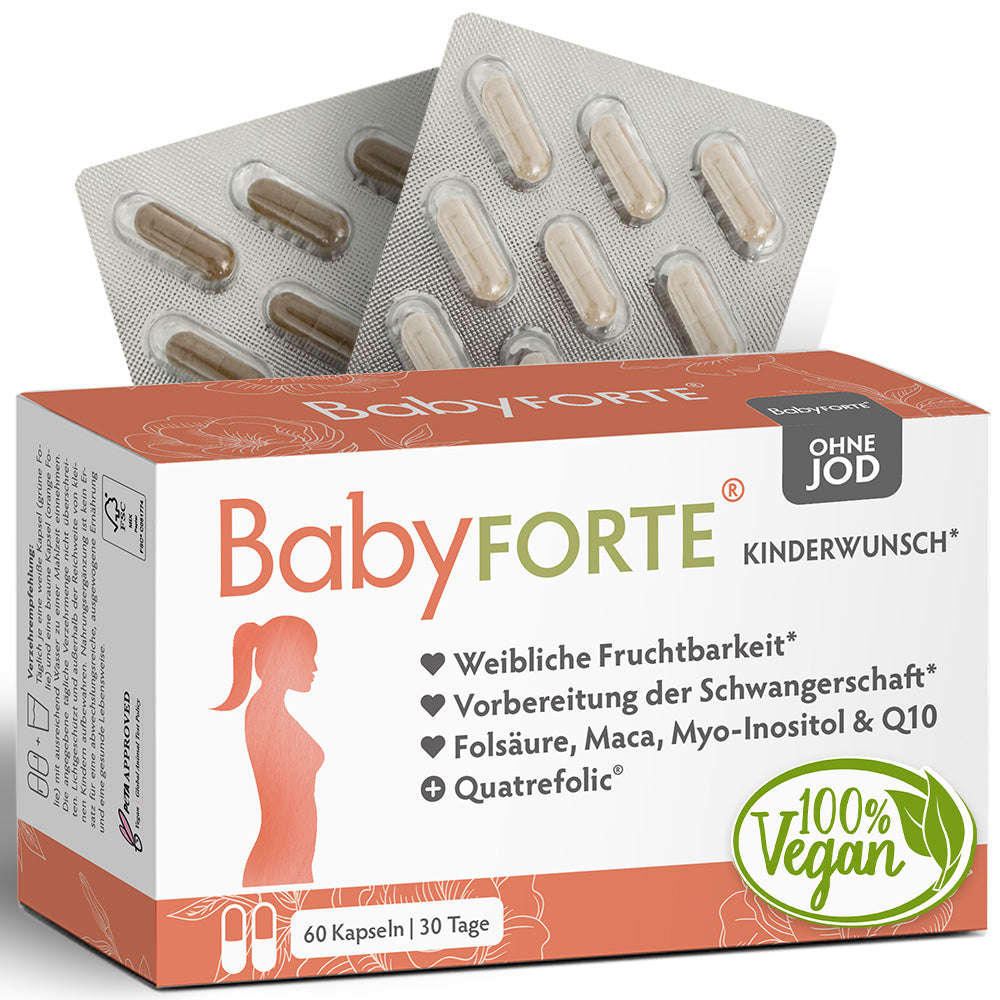 BabyFORTE Kinderwunsch OHNE JOD • für Fruchtbarkeit • 60 Kapseln