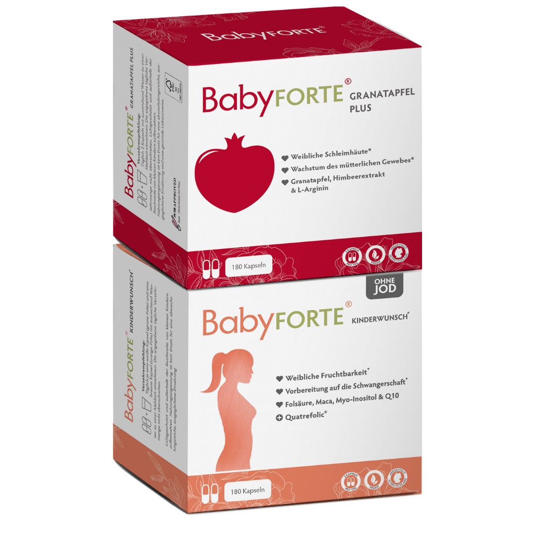 BabyFORTE Granatapfel Zauber ohne Jod XL je 180 Kapseln Verpackung