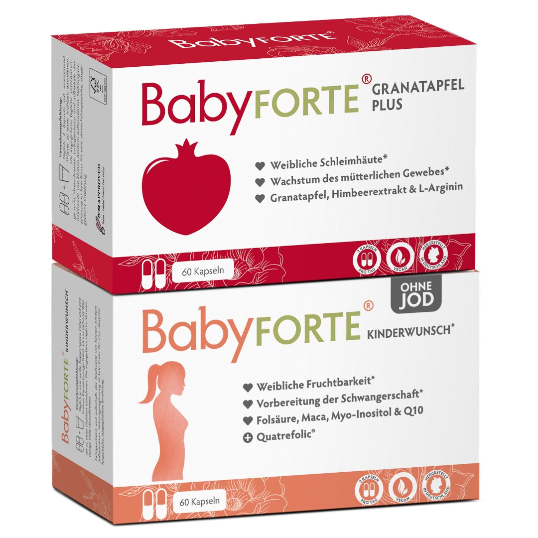 BabyFORTE Granatapfel Zauber ohne Jod je 60 Kapseln Verpackung