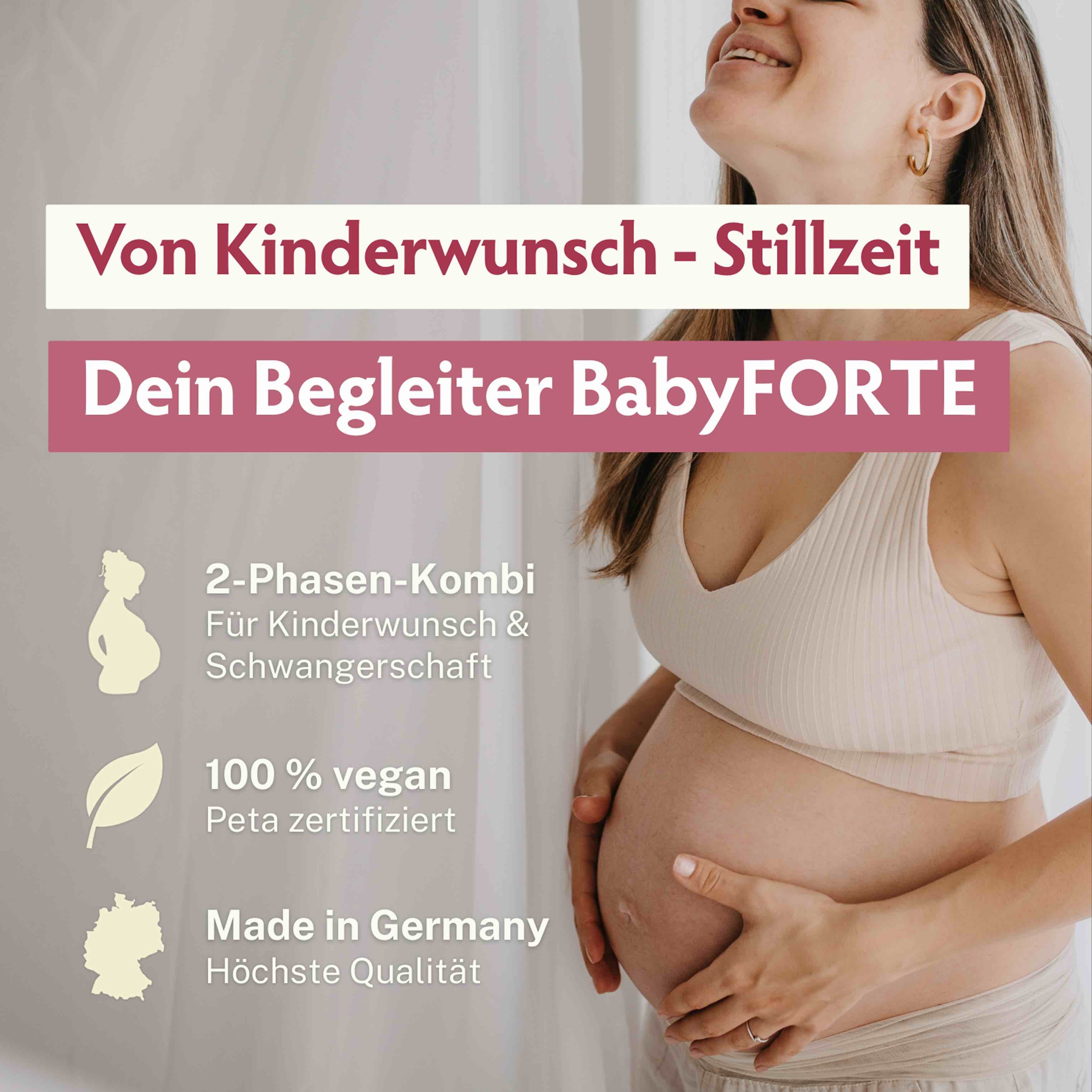 BabyFORTE Folsäure Plus, 60 Kapseln Kinderwunsch, Schwangerschaft, Stillzeit