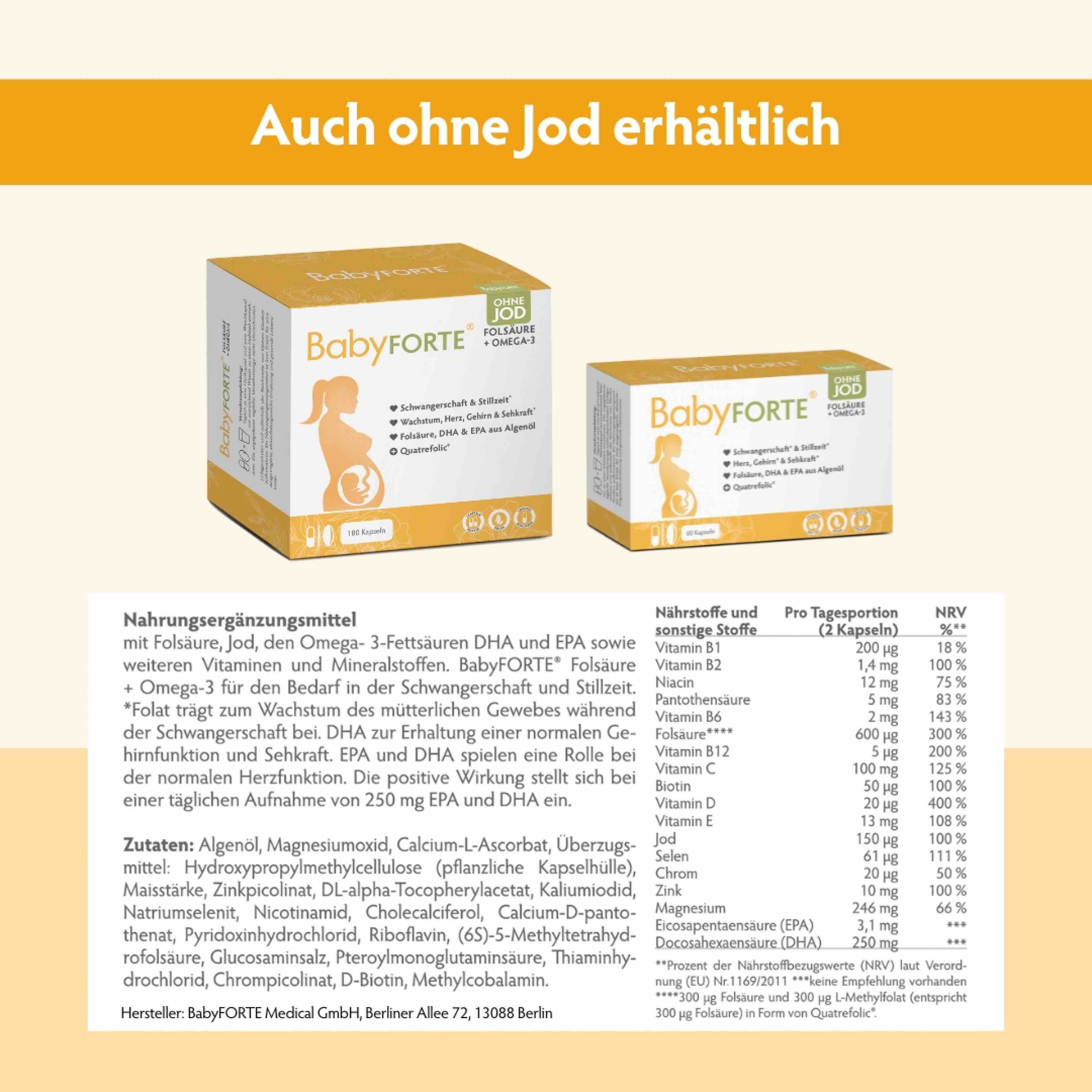 BabyFORTE Folsäure + Omega-3 auch ohne Jod