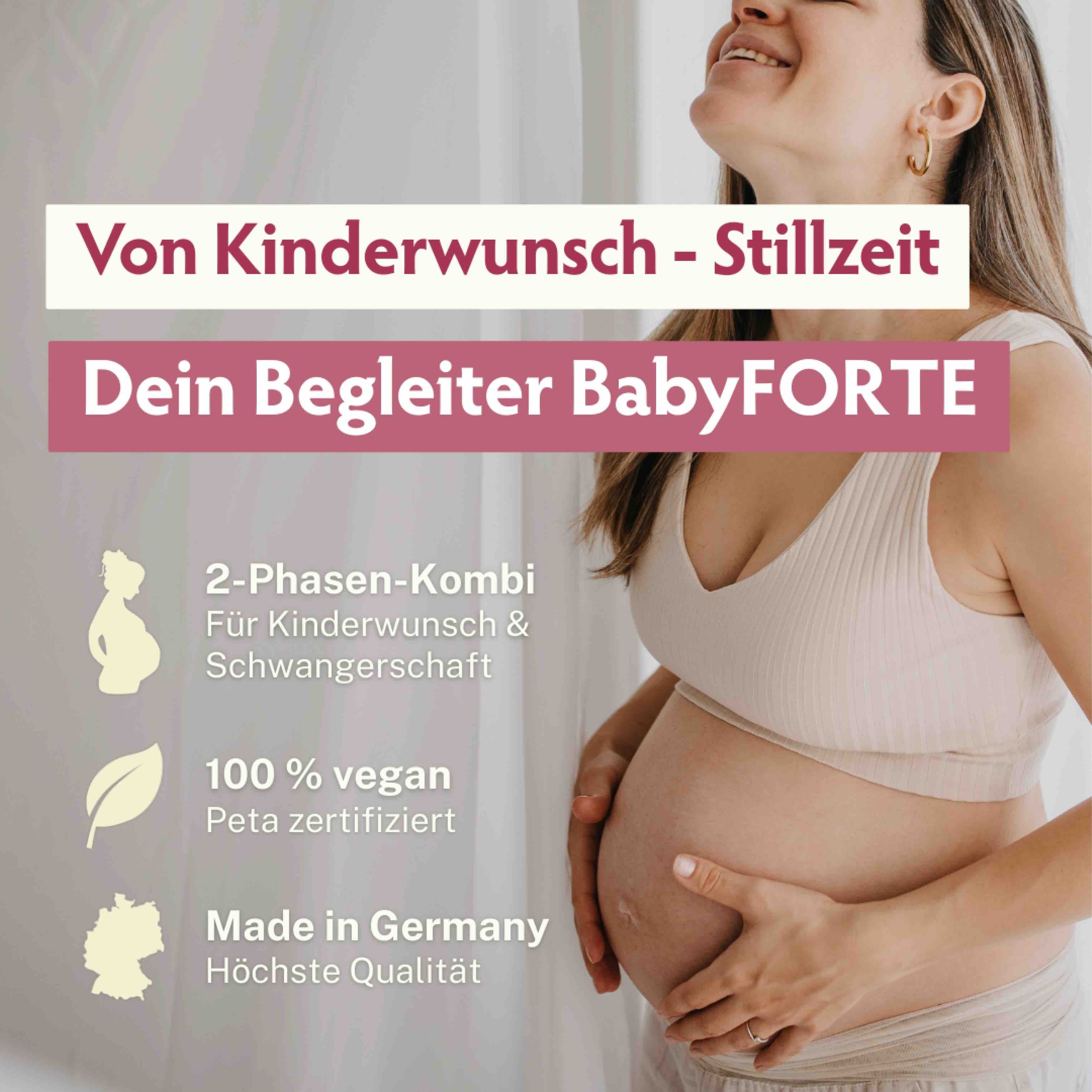 BabyFORTE Folsäure Plus ohne Jod, 180 Kapseln, Kinderwunsch, Schwangerschaft, Stillzeit
