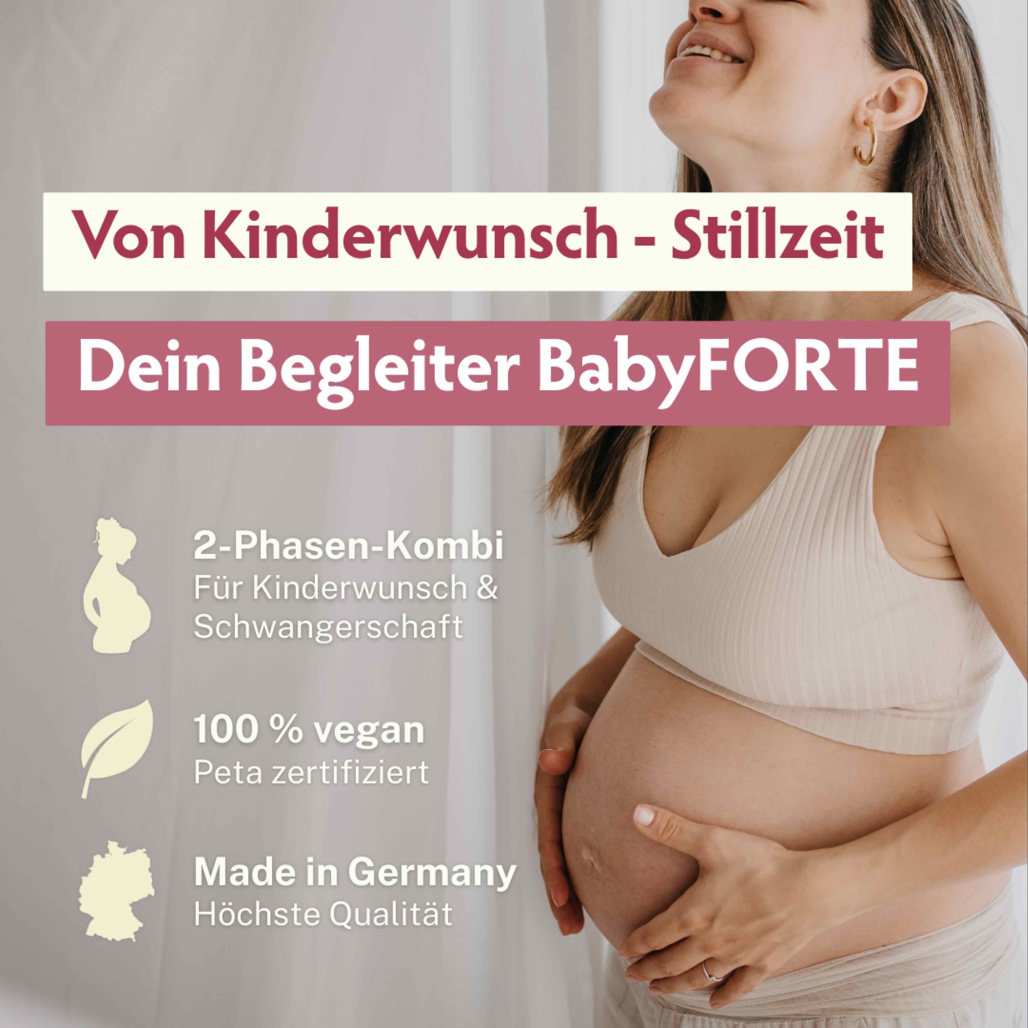 BabyFORTE Folsäure Plus ohne Jod, 60 Kapseln, Kinderwunsch, Schwangerschaft, Stillzeit