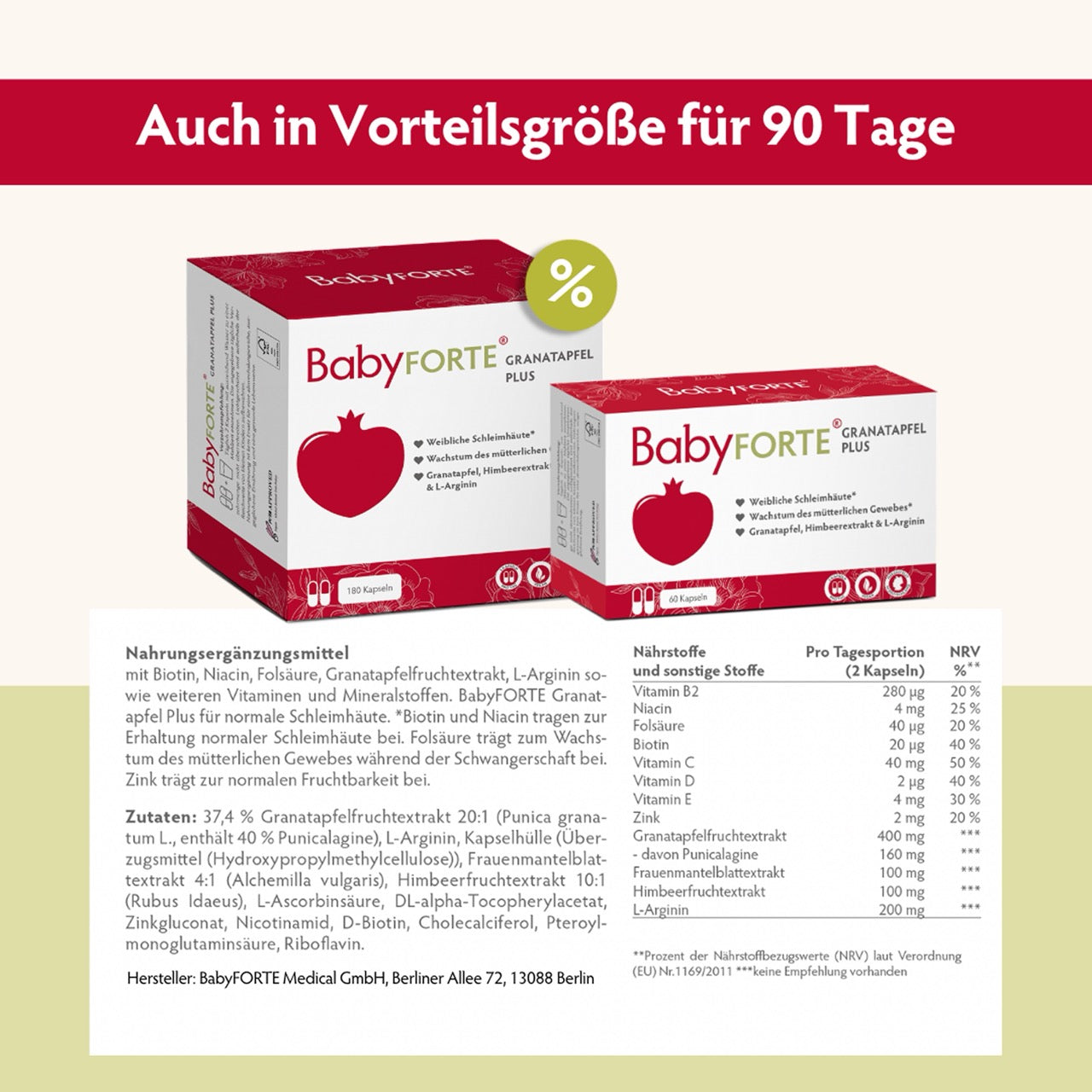 BabyFORTE Granatapfel Plus • für weibliche Schleimhäute • 60 Kapseln