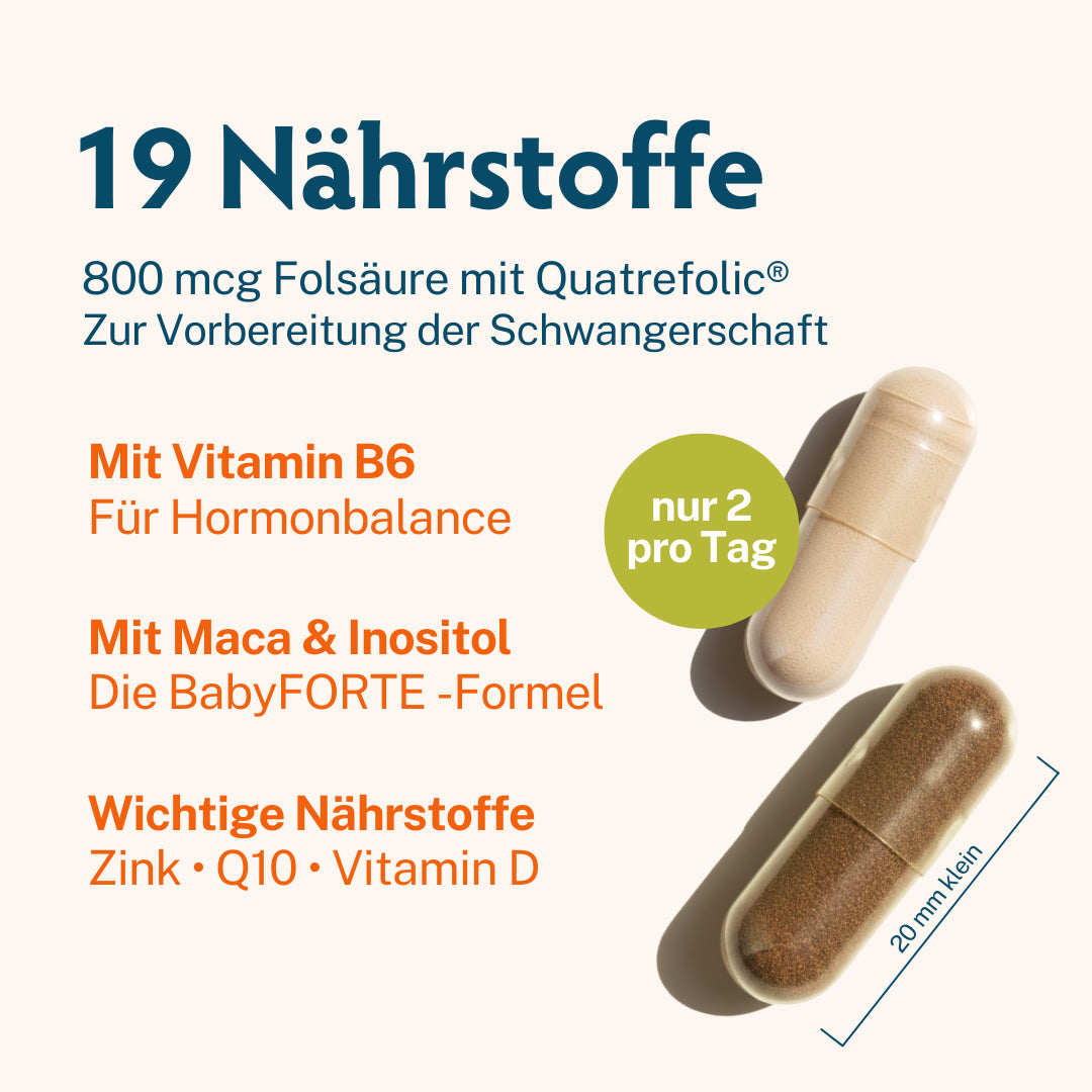 BabyFORTE Kinderwunsch, 19 Mikronährstoffe, Maca, Myo-Inositol, Q10, Vitamin D
