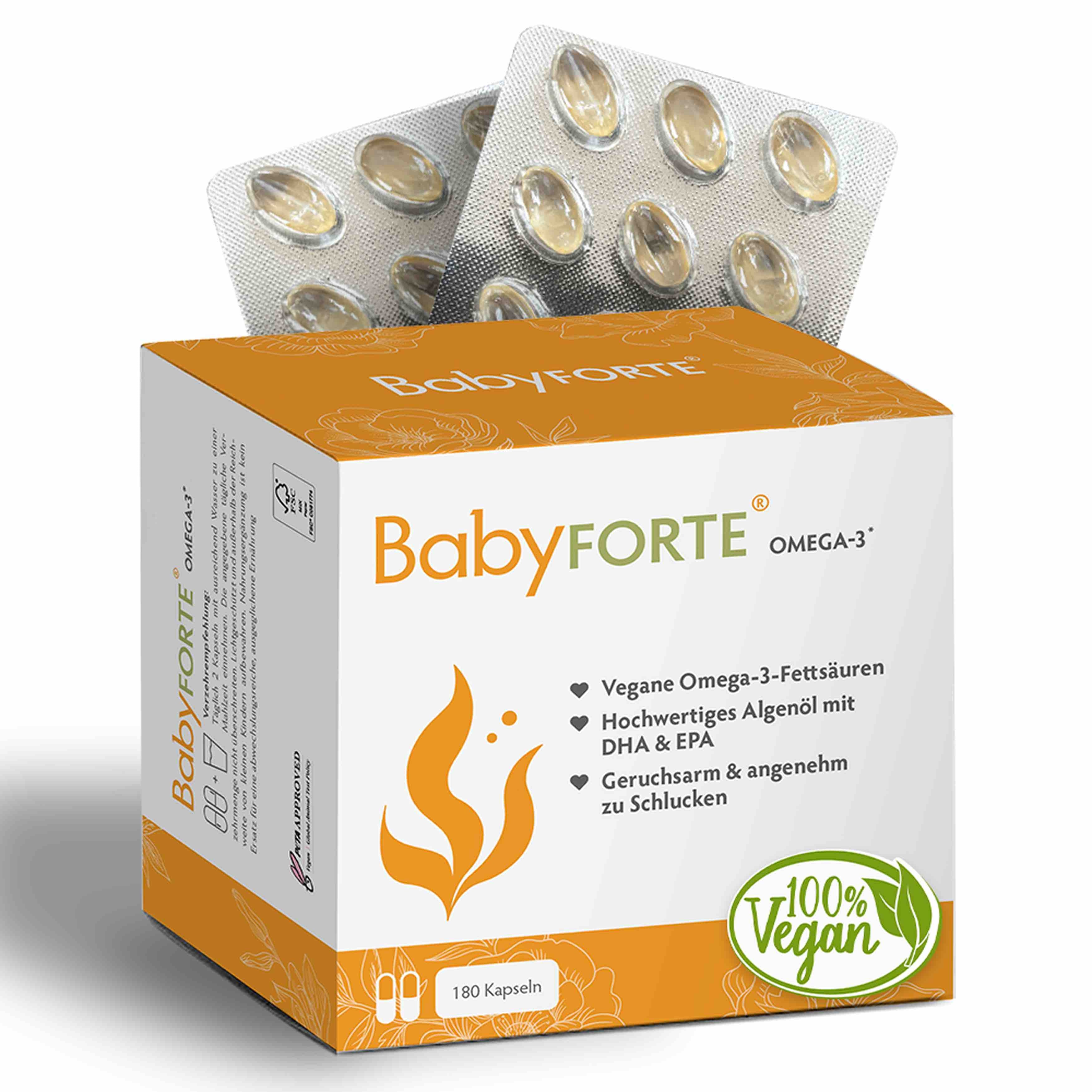 BabyFORTE Omega-3 • perfekt zu Kinderwunsch-Vitaminen  • 180 Kapseln