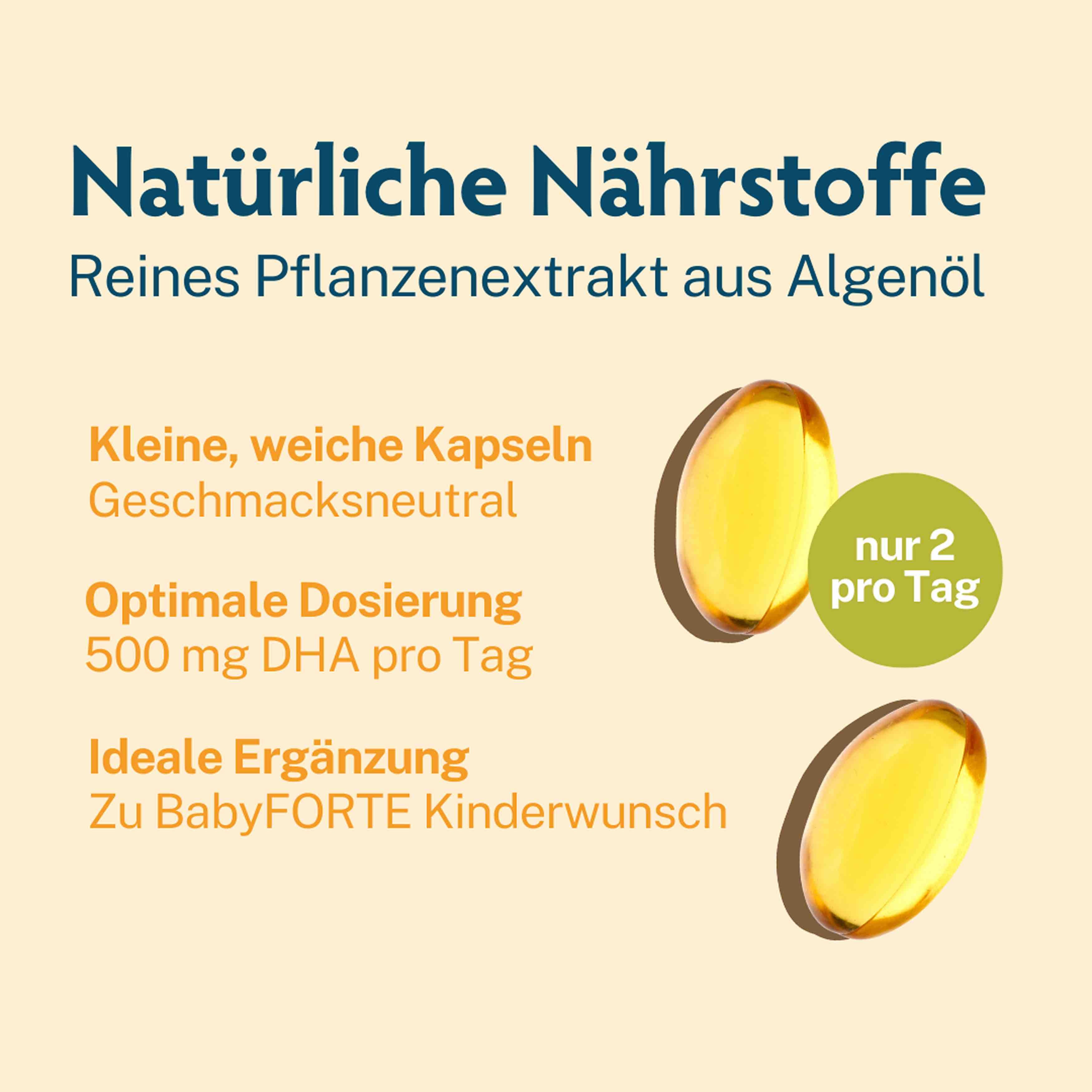 BabyFORTE Omega-3 mit Omega-3-Fettsäuren aus Algenöl, DHA & EPA und vielen weiteren wichtigen Inhaltsstoffen