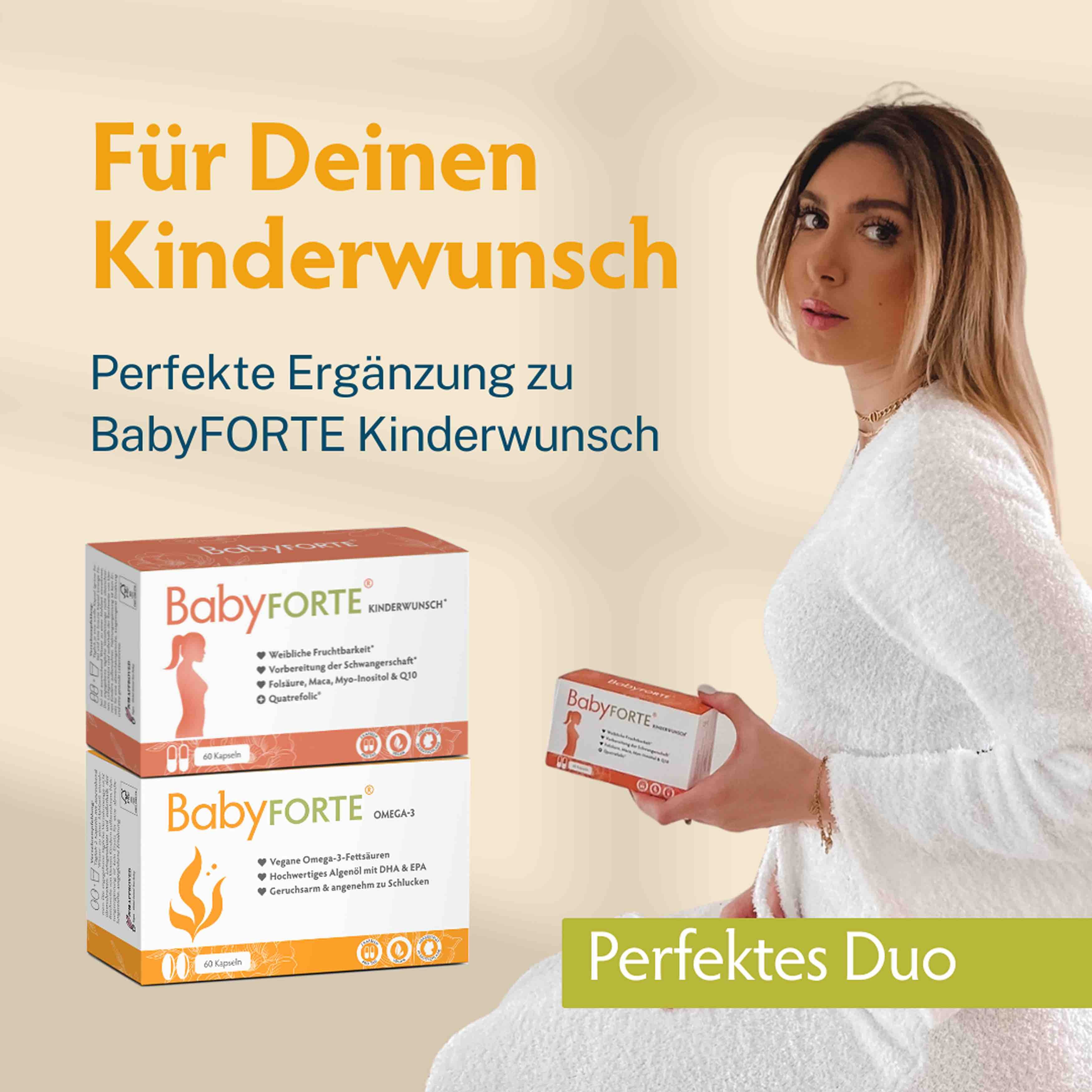 BabyFORTE Omega-3 optimal in Kombination mit BabyFORTE Kinderwunsch