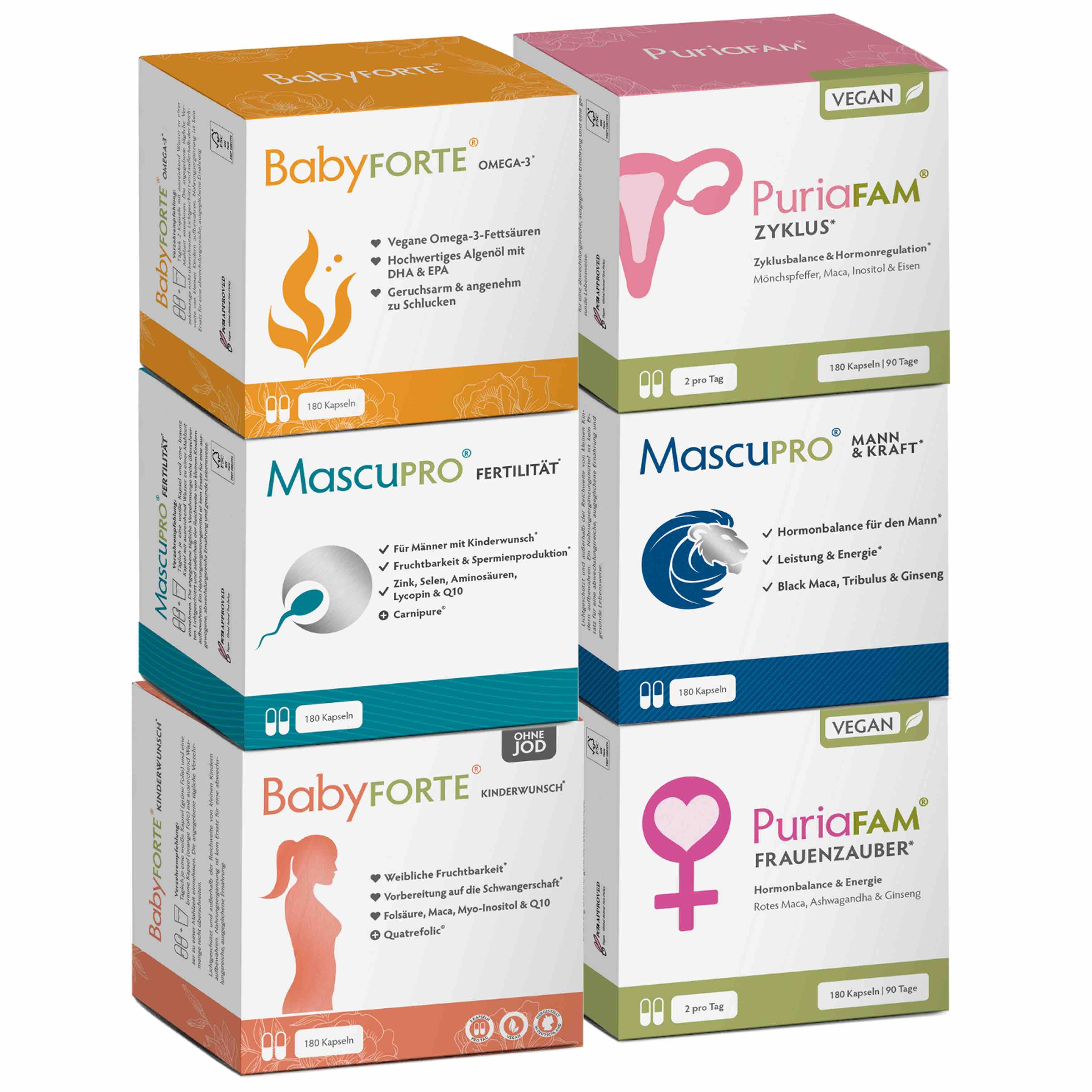 Kinderwunsch-Komplett-Paket ohne Jod XL • für sie & ihn • je 180 Kapseln