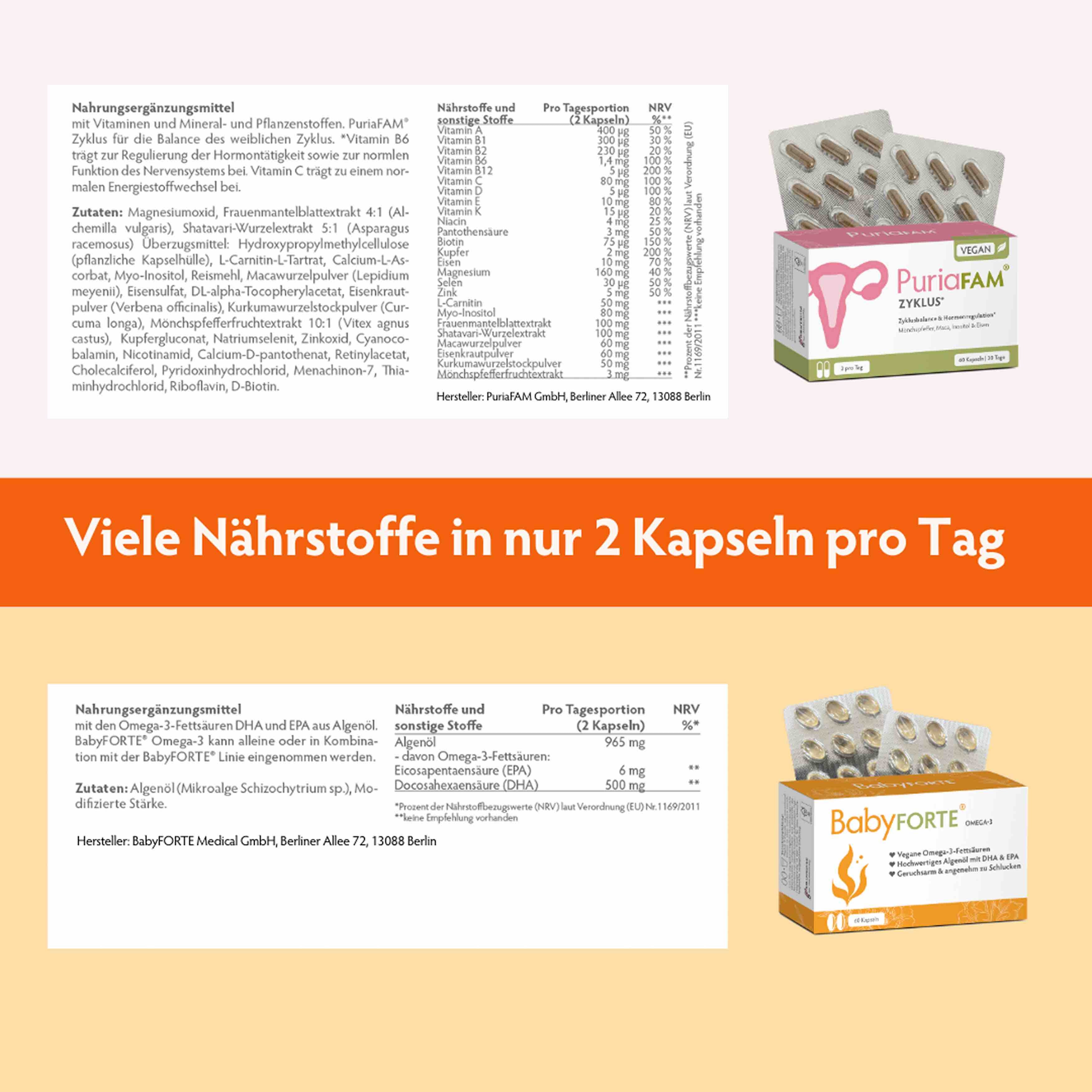 Kinderwunsch & Zyklus-Set ohne Jod • für sie & ihn • je 60 Kapseln