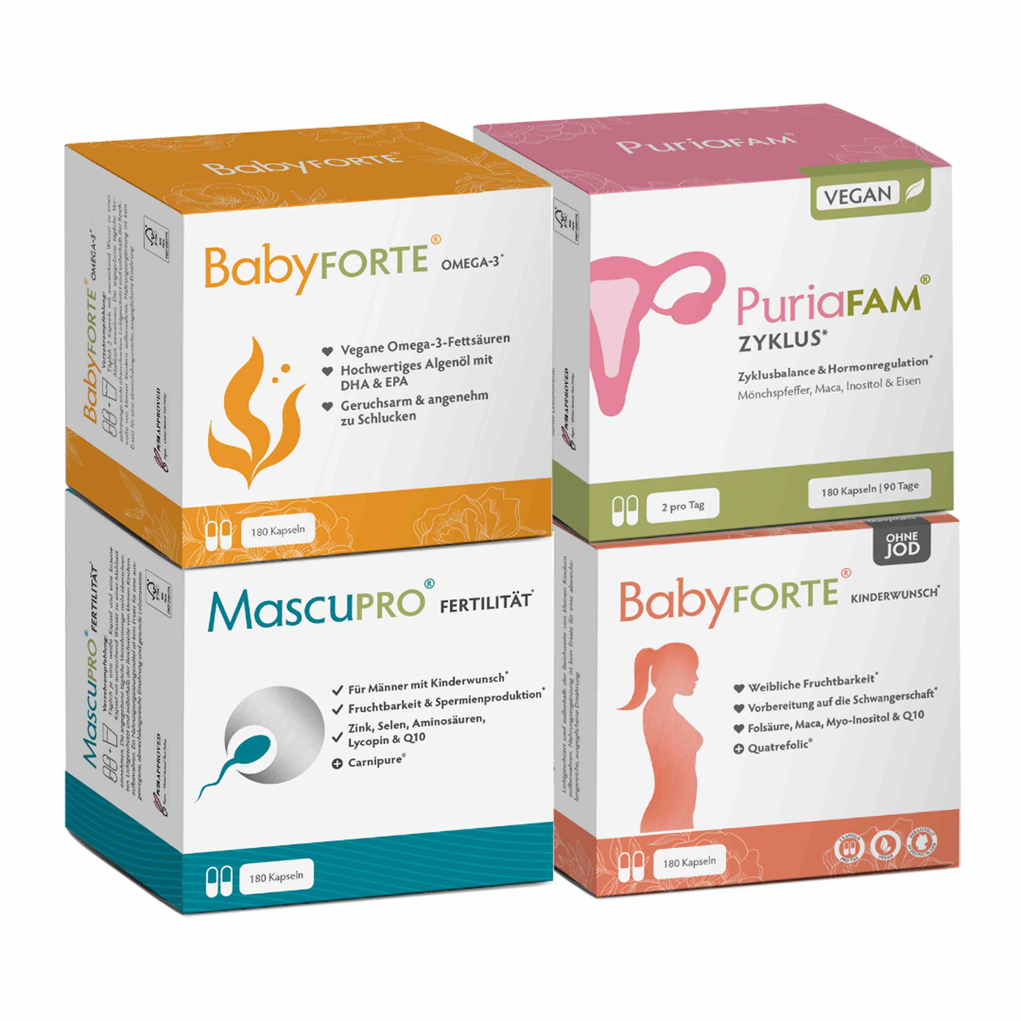 Kinderwunsch & Zyklus-Set ohne Jod XL • für sie & ihn • je 180 Kapseln