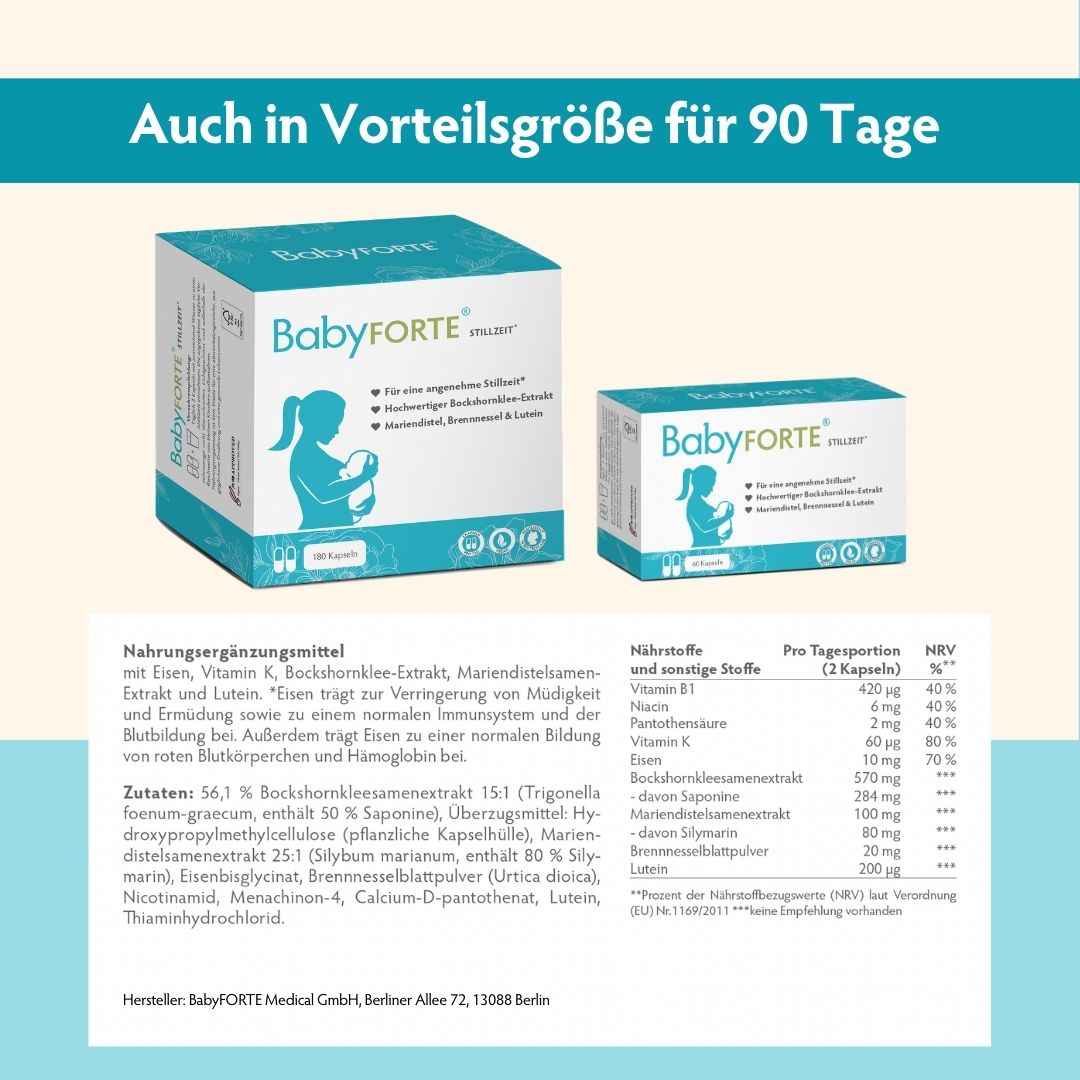 BabyFORTE® Stillzeit gibt es auch in deine Vorteilsgröße für 90 Tage
