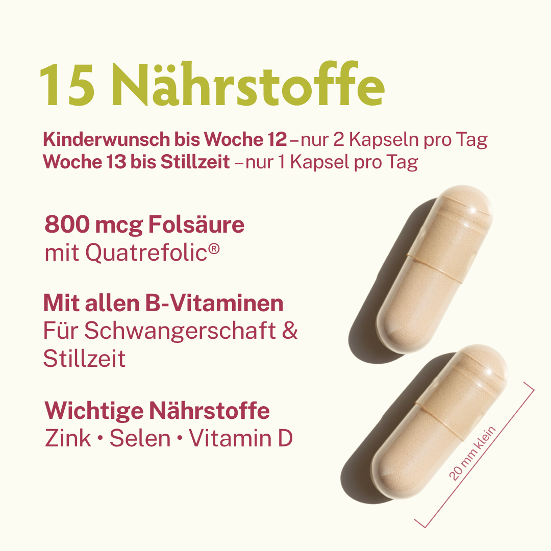 BabyFORTE Folsäure Plus OHNE JOD • für Kinderwunsch bis Stillzeit • 60 Kapseln