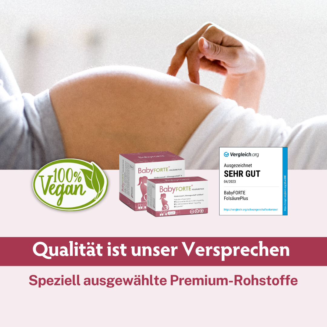 BabyFORTE Folsäure Plus • für Kinderwunsch bis Stillzeit • 180 Kapseln