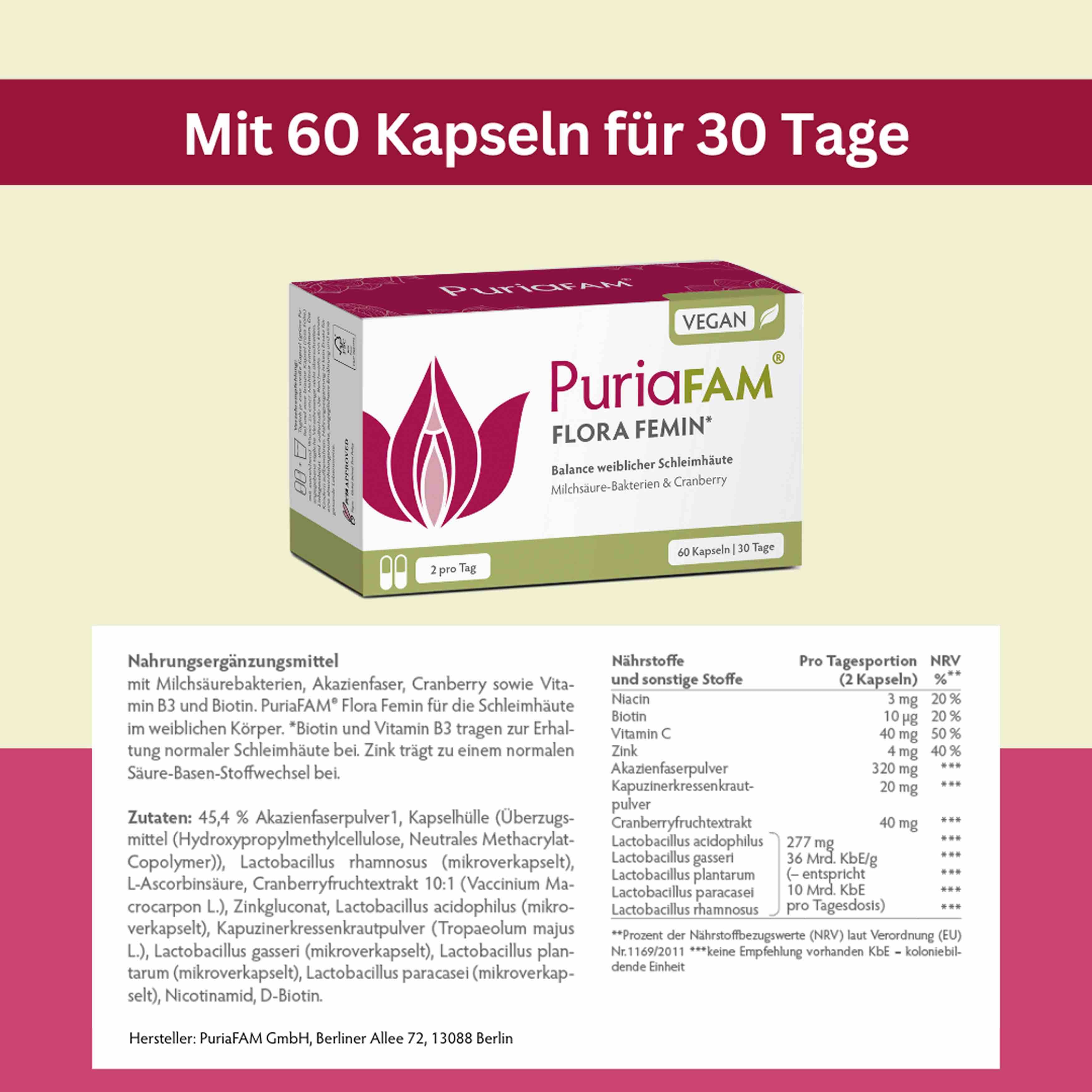 PuriaFAM Flora Femin: Unsere weichen Kapseln für 30 Tage