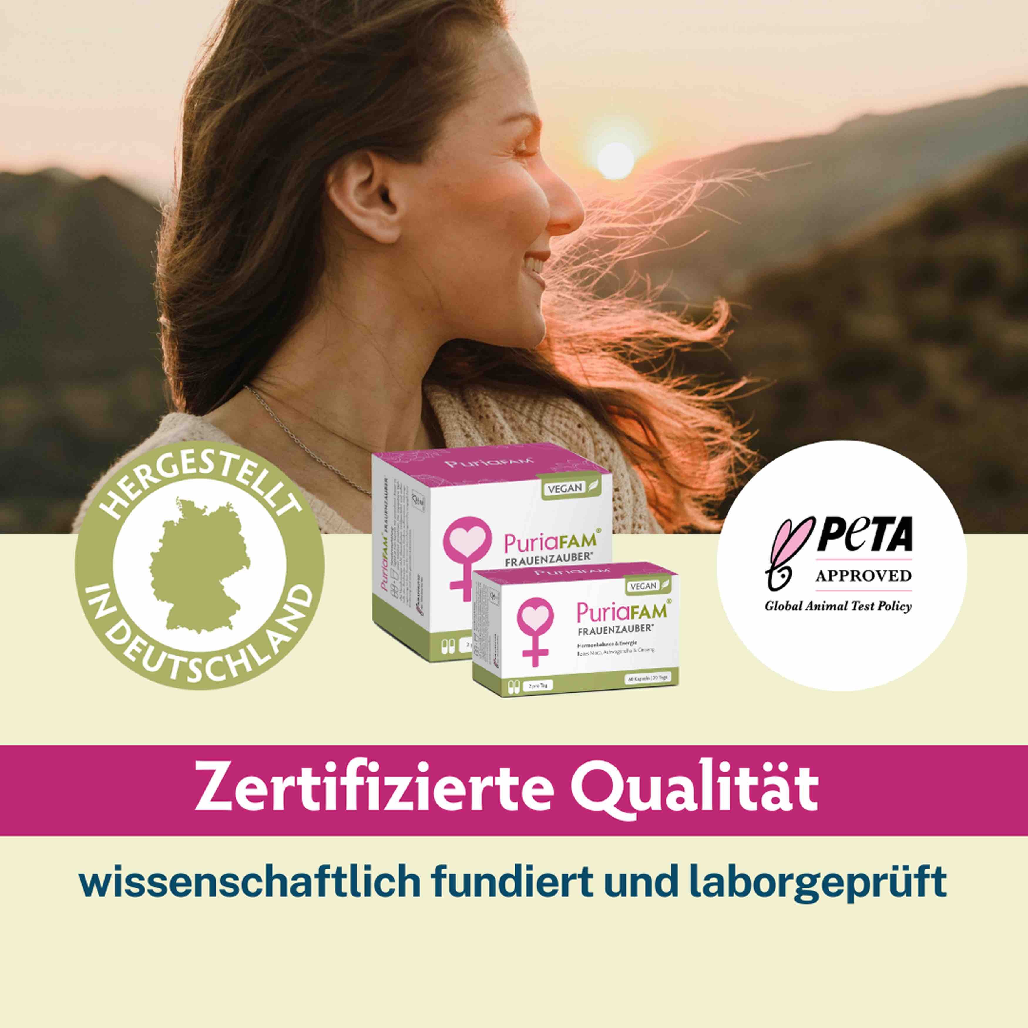 PuriaFAM® Frauenzauber gibt es auch als Großpackung mit 180 Kapseln für 90 Tage