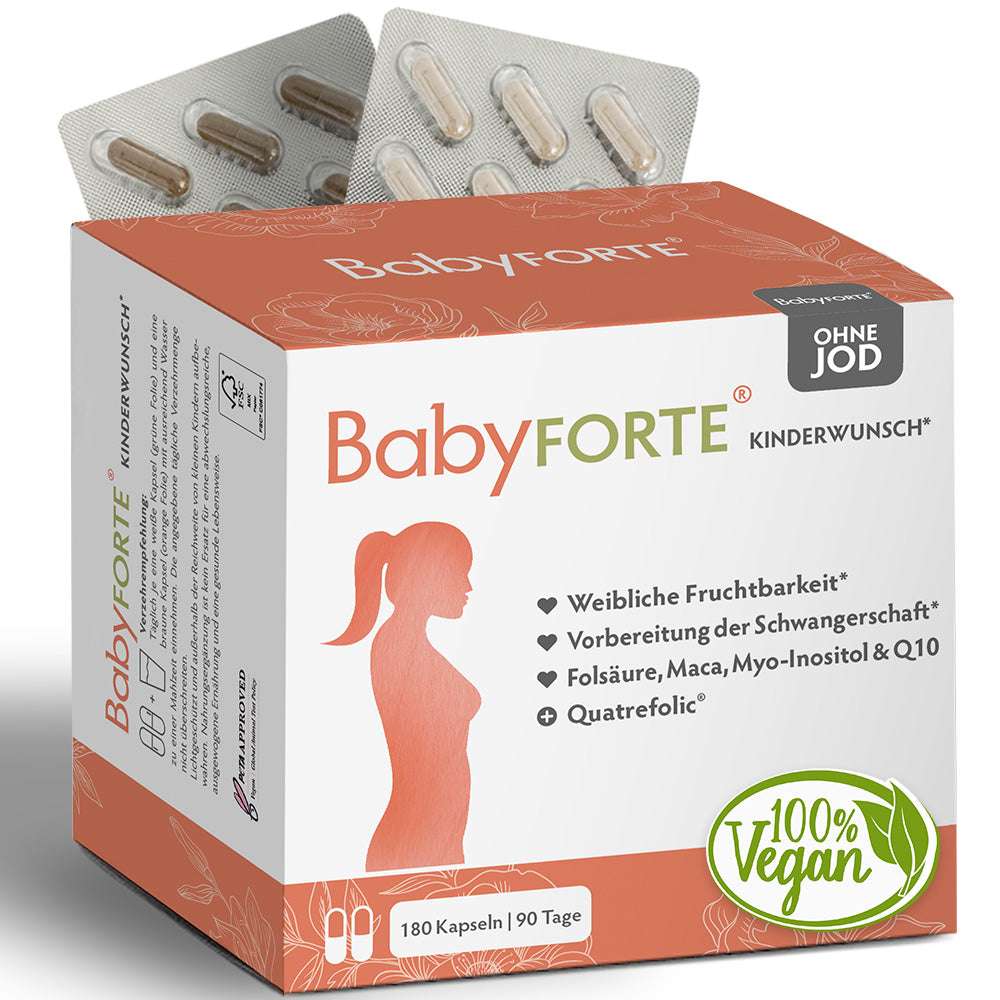 BabyFORTE Kinderwunsch OHNE JOD • für Fruchtbarkeit • 180 Kapseln