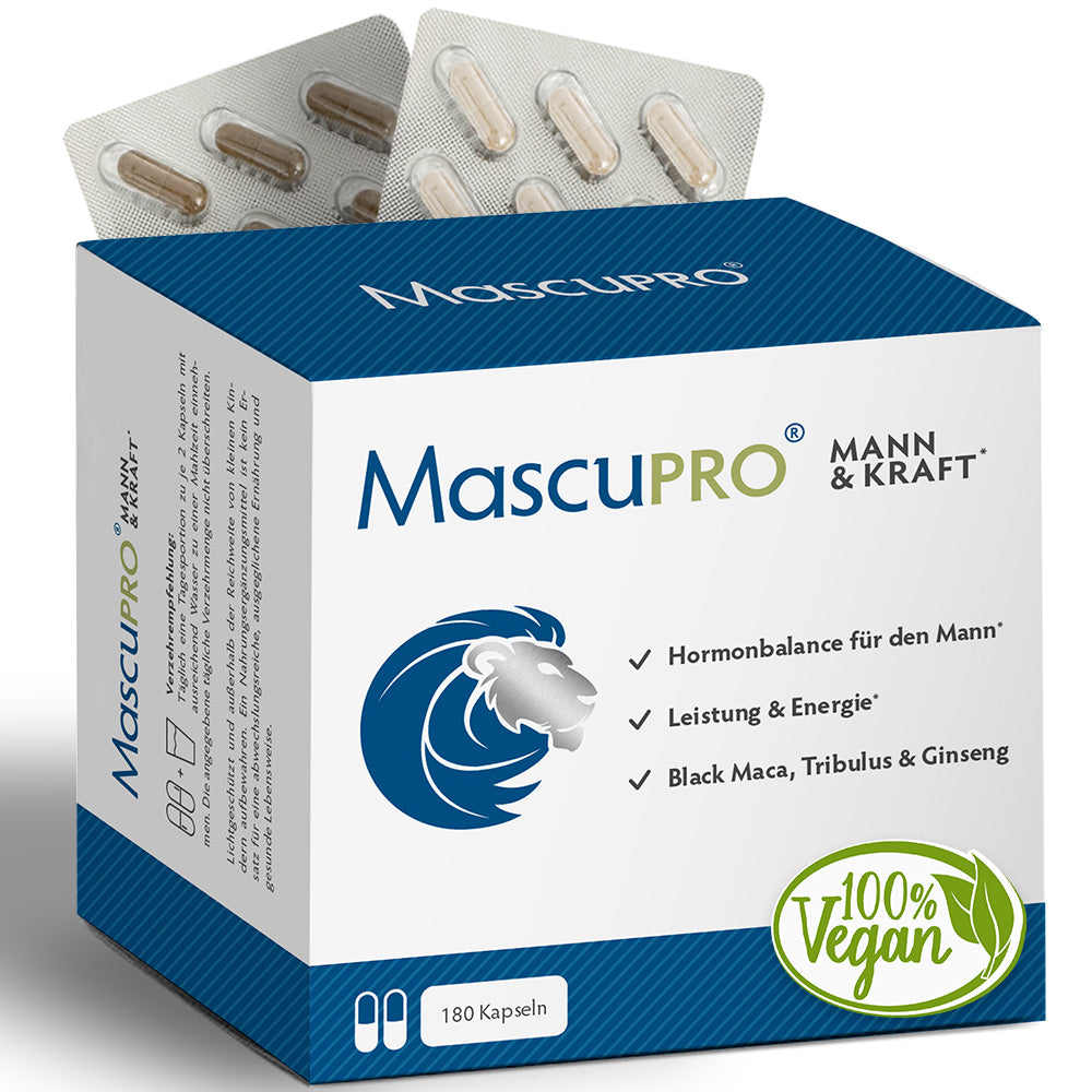 MascuPRO Mann & Kraft • für Testosteron-Balance & Energie • 180 Kapseln