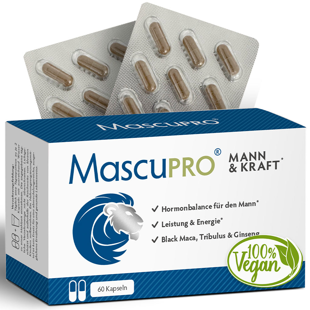 MascuPRO Mann & Kraft • für Testosteron-Balance & Energie • 60 Kapseln