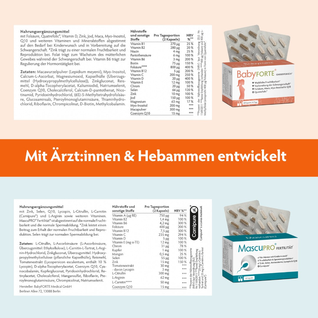 BabyFORTE Kinderwunsch-Trio 60 Kapseln Nährwerttabelle und Inhaltsstoffe_1